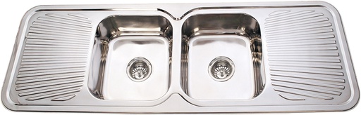 (Discontinued)Cora Double Bowl & Double Drainer 1500 x 500 x 180mm(304 Stainless Steel)