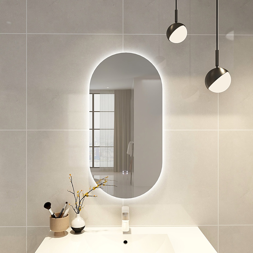 (Refurbished)450×900mm Oval 3 Color Backlit LED Mirror(Touchless Sensor Switch)