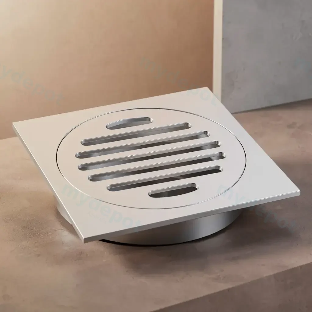 [40457] 110*110mm Square Chrome Brass Floor Waste(100mm Outlet)