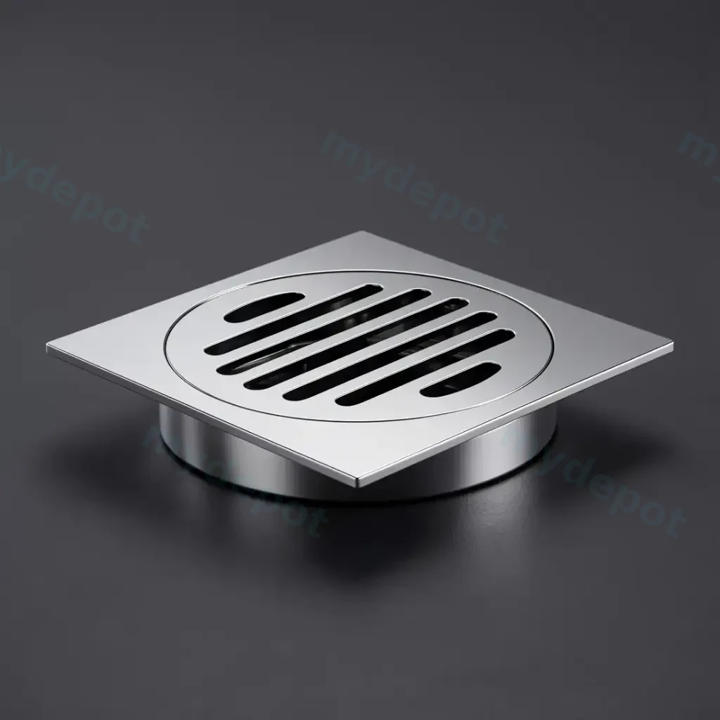 110X110mm Chrome Square Floor Drain(100mm Outlet)