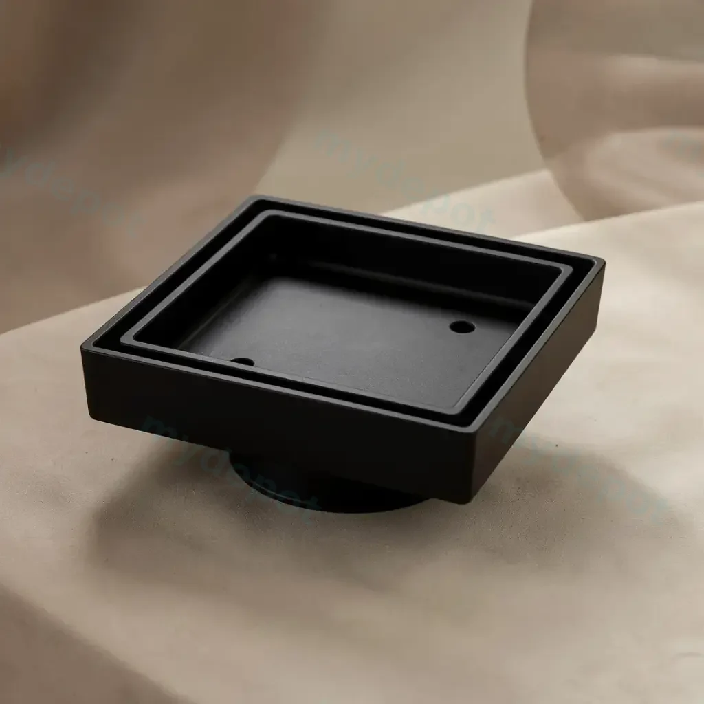 115*115mm Black Brass Tile Insert Floor Drain(90mm Outlet)