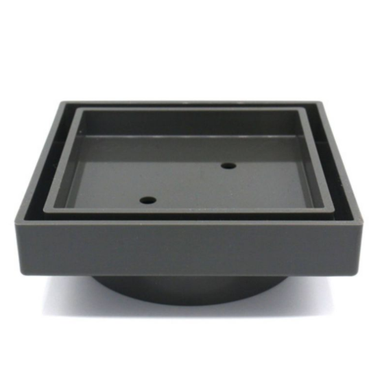 115*115mm Gun Metal Grey Smart Tile Insert Floor Waste Shower Grate Drain (88mm outlet)