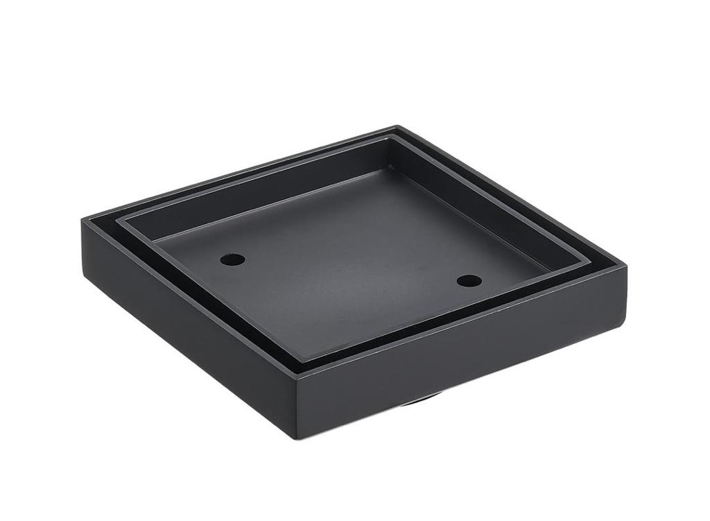 115X115mm Black Square Tile Insert Floor Drain(90mm Outlet)
