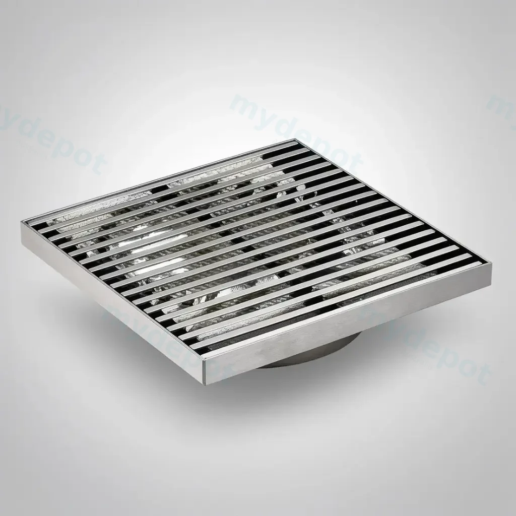[55848] 115X115mm Chrome Grills Square Floor Drain(80mm)