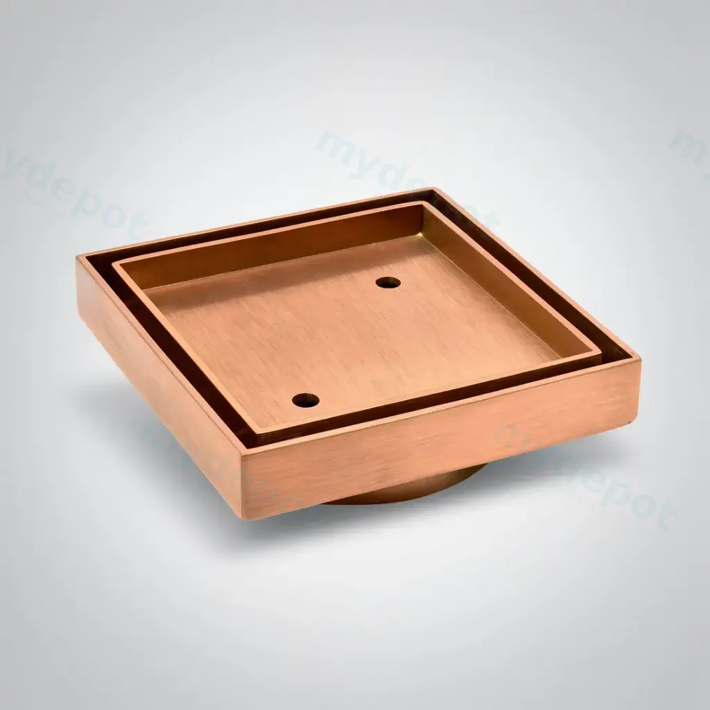115X115mm Rose Gold Slim Square Tile Insert Floor Drain(90mm Outlet)