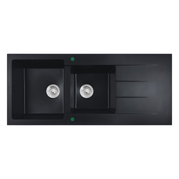 1160*500*210mm Cora Black Granite Sink One & Half Bowl With Drainer
