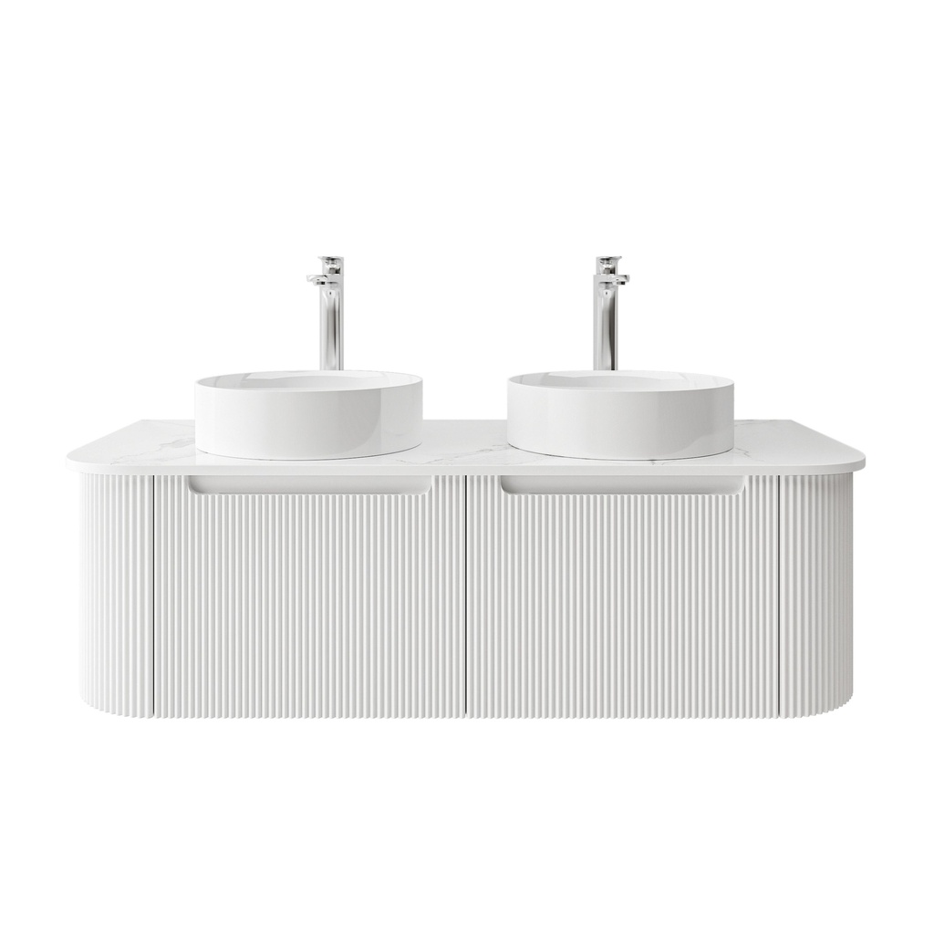 [92082/PVCKC125W-MW] 1184Lx493Dx347Hmm Matte White 2PAC PVC 2/DW Curved Wall Hung Vanity