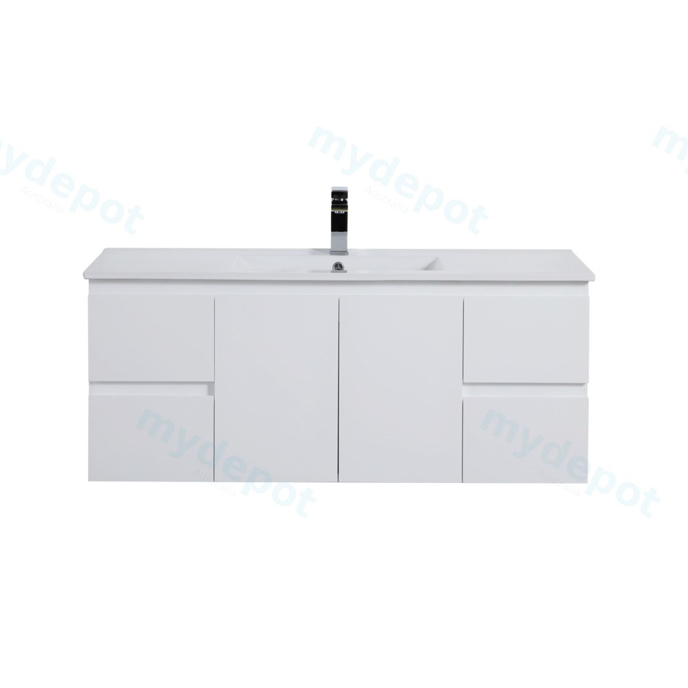 [56852] 1190*455*480mm Gloss White Alpha Wall Hung PVC Vanity Single Bowl