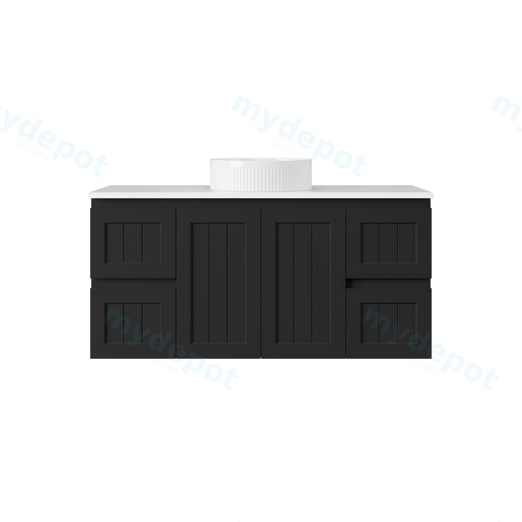 [56755] 1190*455*560mm Matte Black Archill Federation Wall Hung Ensuite PVC Cabinet
