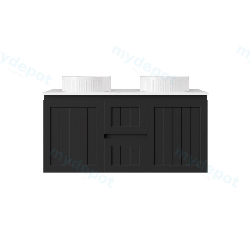 [56756] 1190*455*560mm Matte Black Archill Federation Wall Hung Ensuite PVC Cabinet Double Bowel