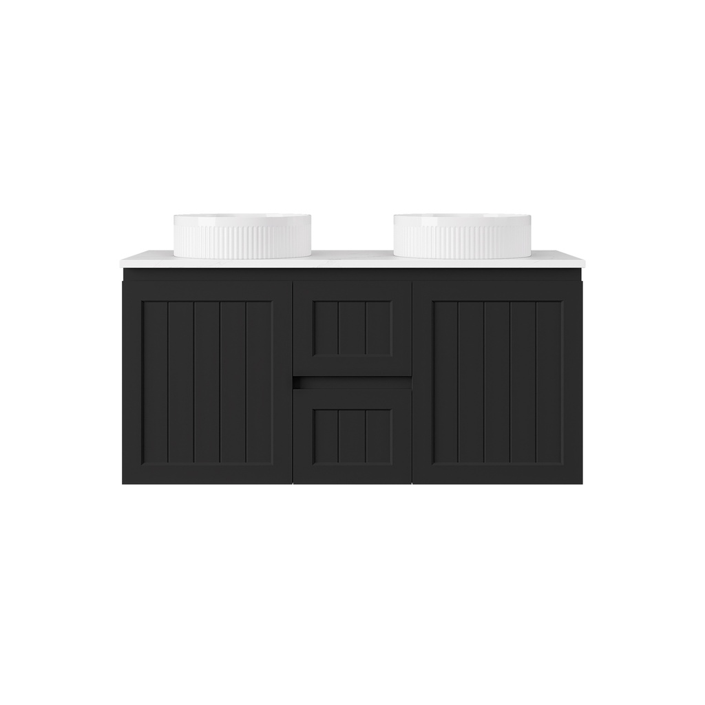 1190*455*560mm Matte Black Archill Federation Wall Hung Ensuite PVC Cabinet Double Bowel