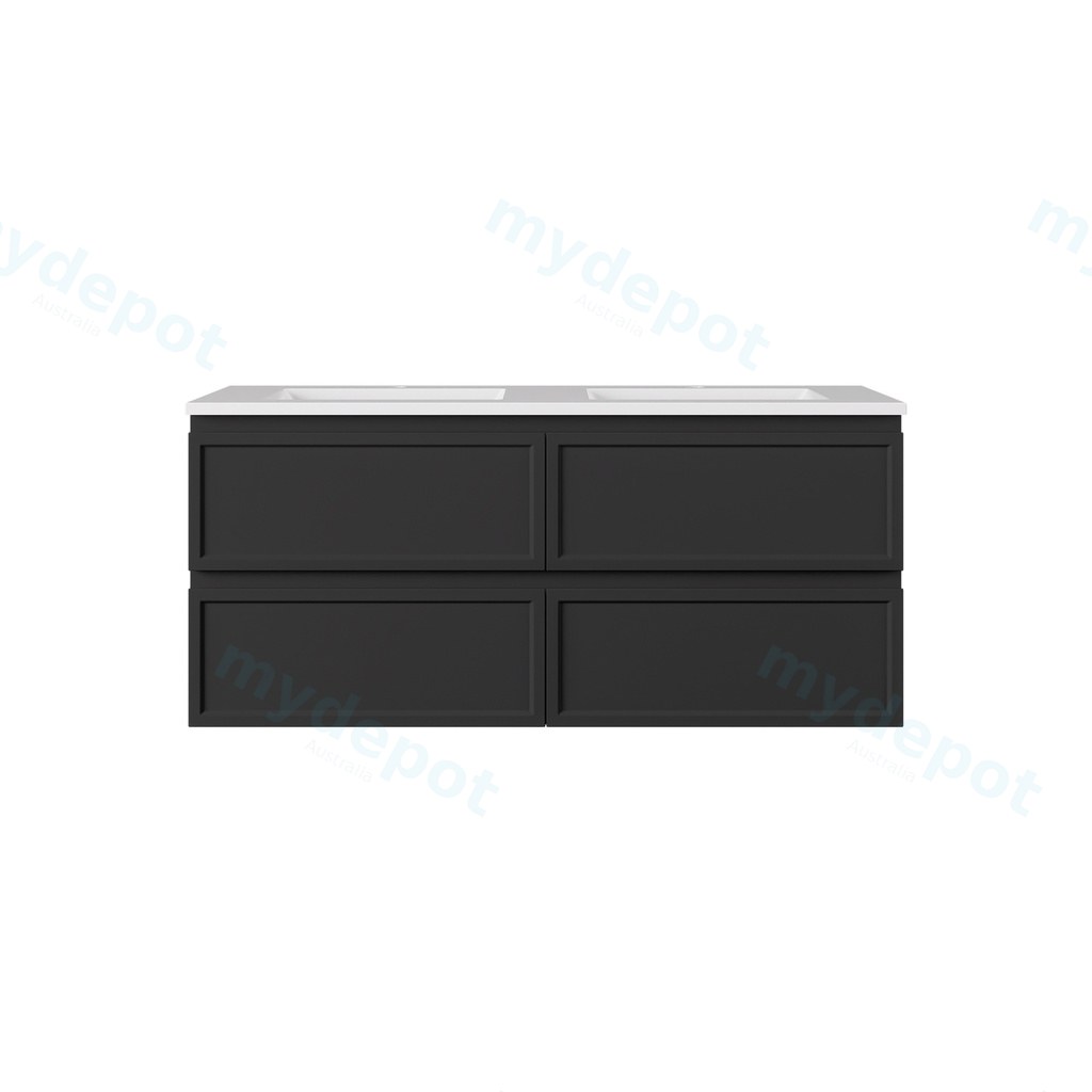 [56484] 1190*455*560mm Matte Black Hamilton Federation Wall Hung PVC Cabinet For Double Bowl