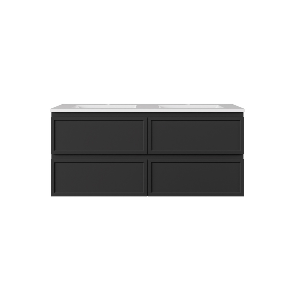 1190*455*560mm Matte Black Hamilton Federation Wall Hung PVC Cabinet For Double Bowl