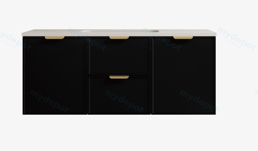 [56464] 1190*455*560mm Matte Black Madura Federation Wall Hung PVC Cabinet,Left Hand Drawers