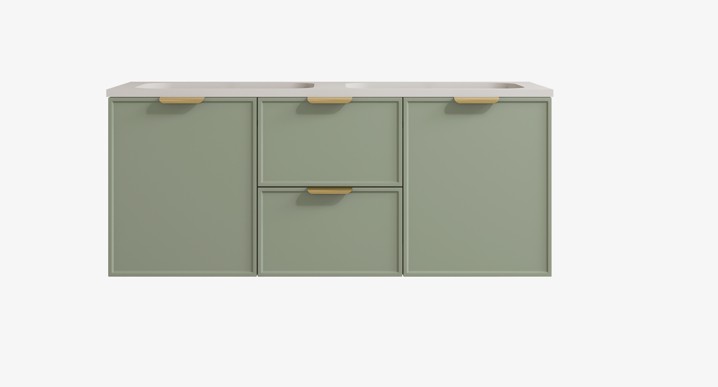 1190*455*560mm Olive Green Madura Federation Wall Hung PVC Cabinet,Left Hand Drawers