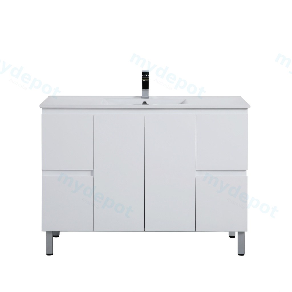 [56860] 1190*455*860mm Gloss White Alpha Free Standing PVC Vanity Single Bowl