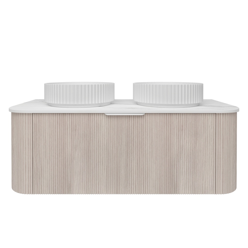 1190*493*400mm Costal Oak Agena Fluted Wood Grain Wall Hung Vanities Soft Closing Drawer Pull Out With Handle