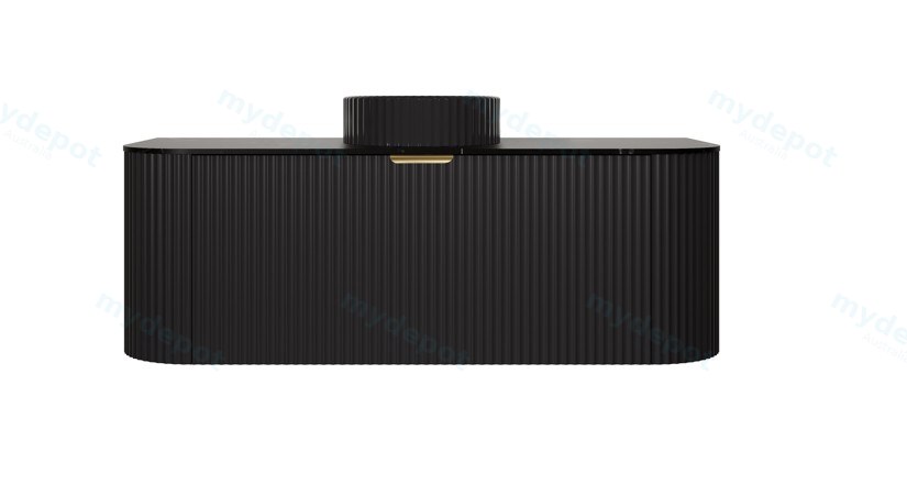 [56526] 1190X455X400mm Matte Black Agena Modern Fluted Wall Hung Vanity PVC Cabinet