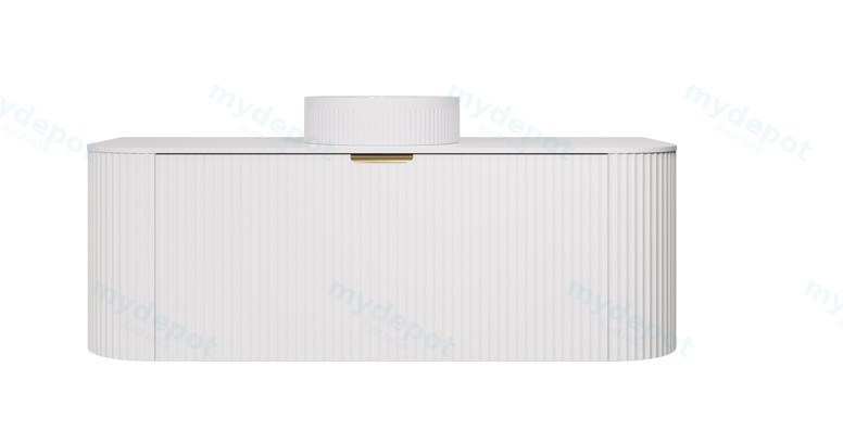 [56520] 1190X455X400mm Matte White Agena Modern Fluted Wall Hung Vanity PVC Cabinet