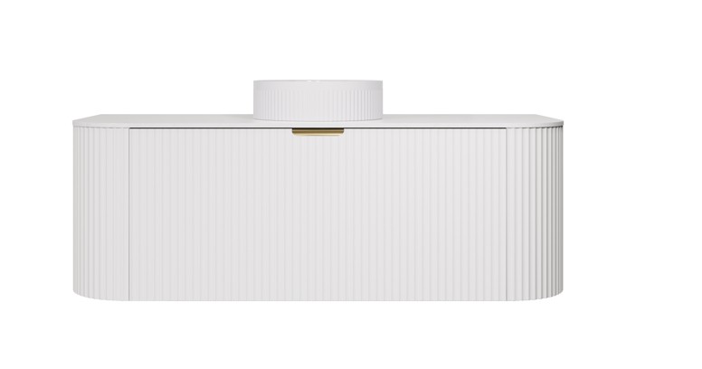 1190X455X400mm Matte White Agena Modern Fluted Wall Hung Vanity PVC Cabinet