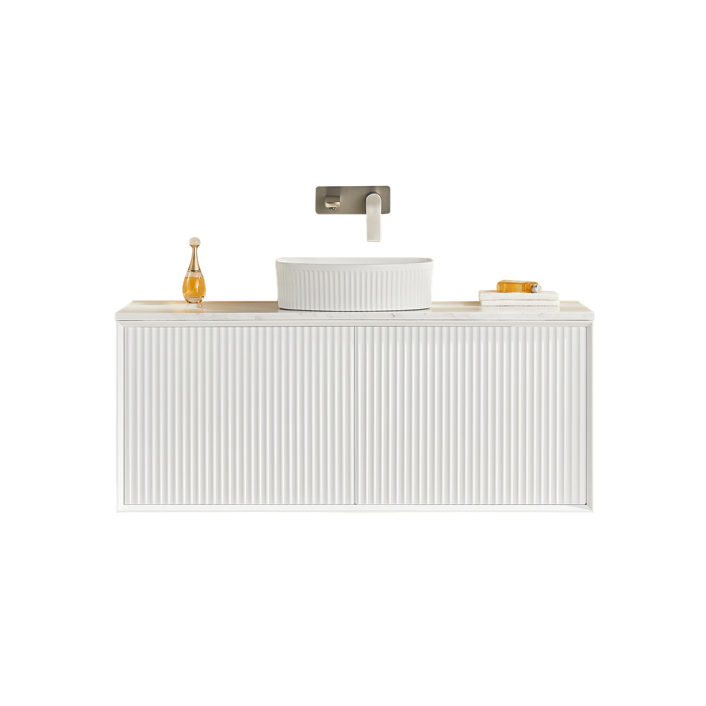 1190X455X480mm Matte Black Kliff Modern Fluted Wall Hung Vanity PVC Cabinet