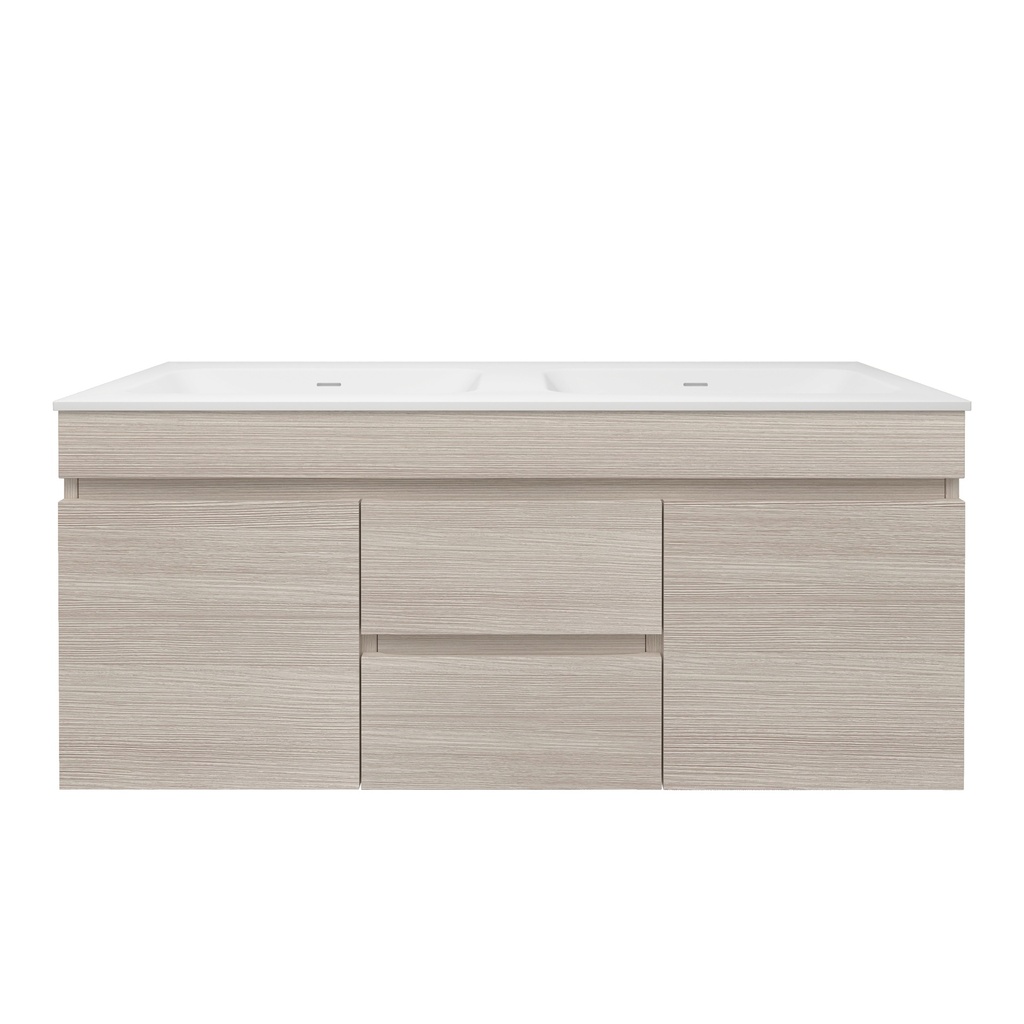 1190X455X500mm Camden Mordern Wall Hung Cabinet Coastal Oak,Soft Closing Finger Pull Doors, Middle Drawers