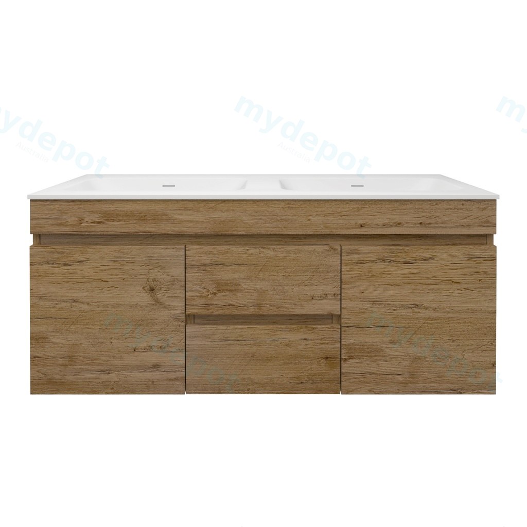 [56577] 1190X455X500mm Camden Mordern Wall Hung Cabinet Prime Oak,Soft Closing Finger Pull Doors, Middle Drawers