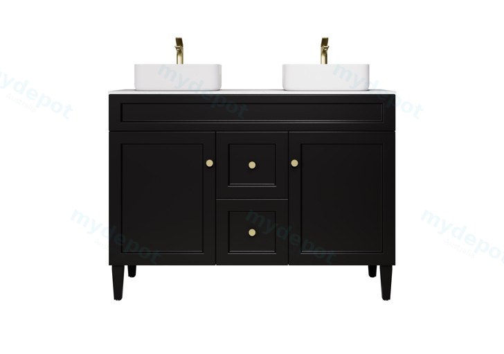 [56503] 1190X455X860 Matte Black Harold Federation Free Standing PVC Cabinet,For Double Bowl