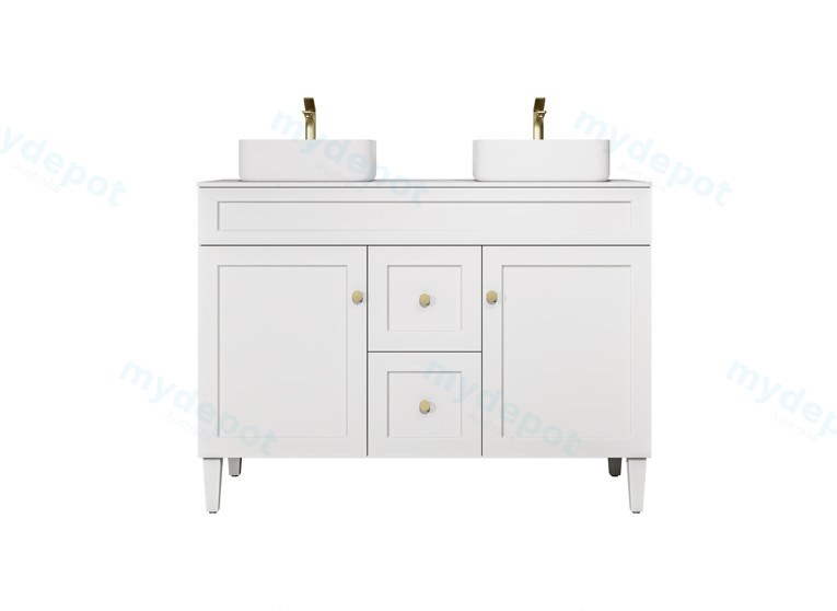 [56494] 1190X455X860mm Matte White Harold Federation Free Standing PVC Cabinet For Double Bowl