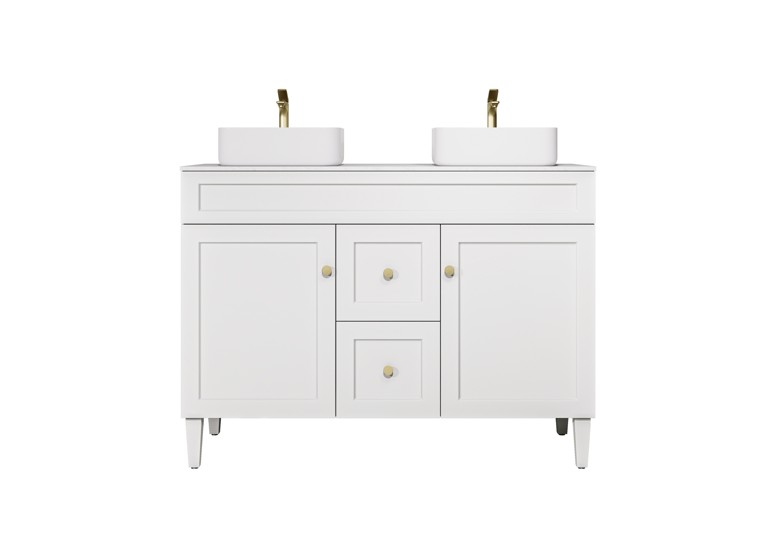 1190X455X860mm Matte White Harold Federation Free Standing PVC Cabinet For Double Bowl