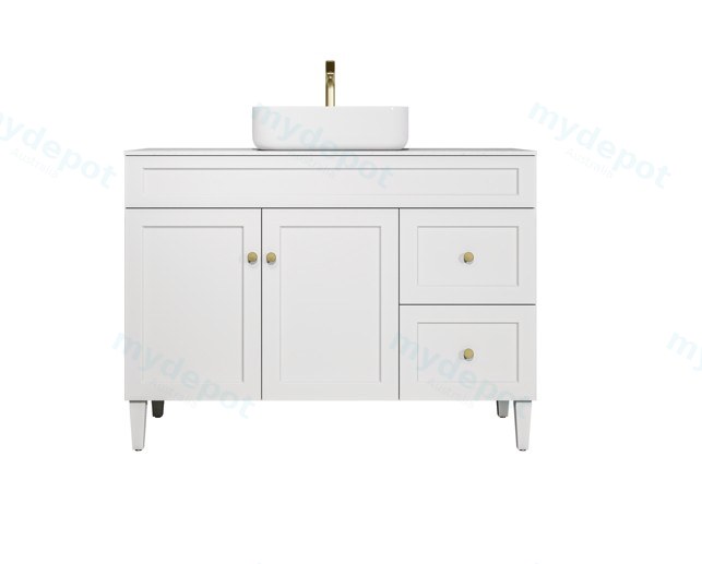 [56493] 1190X455X860mm Matte White Harold Federation Free Standing PVC Cabinet,Right Hand Drawers