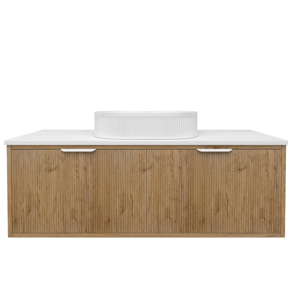 1190x455x400mm Kliff Fluted Wood Grain Vanity Prime Oak Soft Closing Drawer Pull Out With Handle