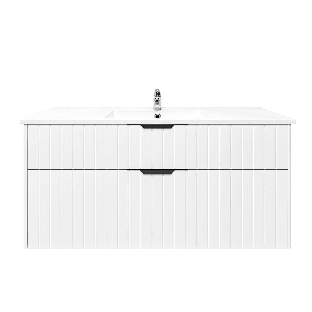 [91116/AR1246W-MW] 1190x455x550mm Aria Matte White 2 PAC MDF 2/DW Wall Hung Bathroom Vanity With Handle