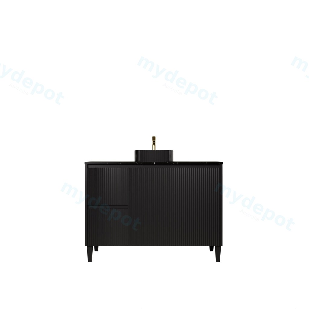 [56633] 1190x455x860mm Matte Black Crete Modern Free Standing Vanity,Left Hand Drawers