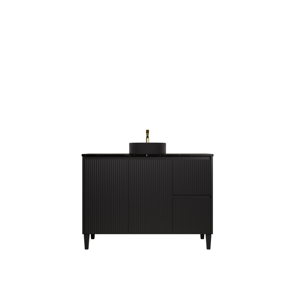1190x455x860mm Matte Black Crete Modern Free Standing Vanity,Right Hand Drawers
