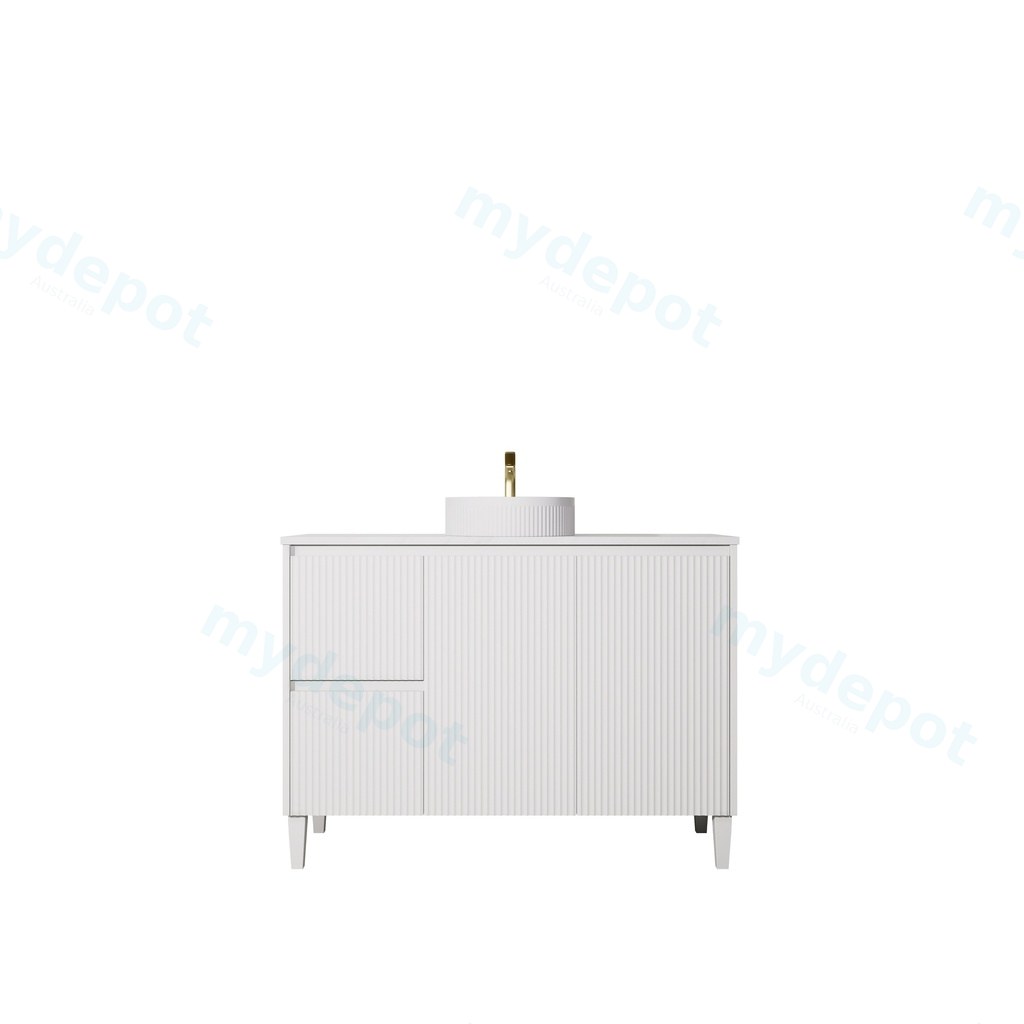 [56623] 1190x455x860mm Matte White Crete Modern Free Standing Vanity,Left Hand Drawers