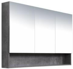 1200*150*780mm Rock Cemento Wall Hung Woodgrain Mirror Cabinet Three Doors