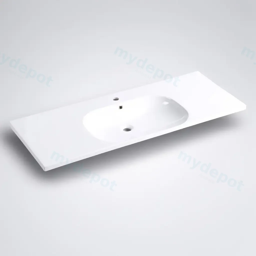 [90167/OT-1200] 1200mm Moon Basin Round Bowl Gloss White Ceramic Top