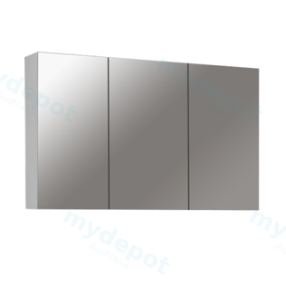 [91042/MPSV1200] 1200mm Gloss White MDF 3 Doors Pencil Edge Shaving Cabinet