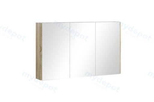 [93089/QSV1200WO] 1200mm White Oak MDF 3 Doors Pencil Edge Shaving Cabinet