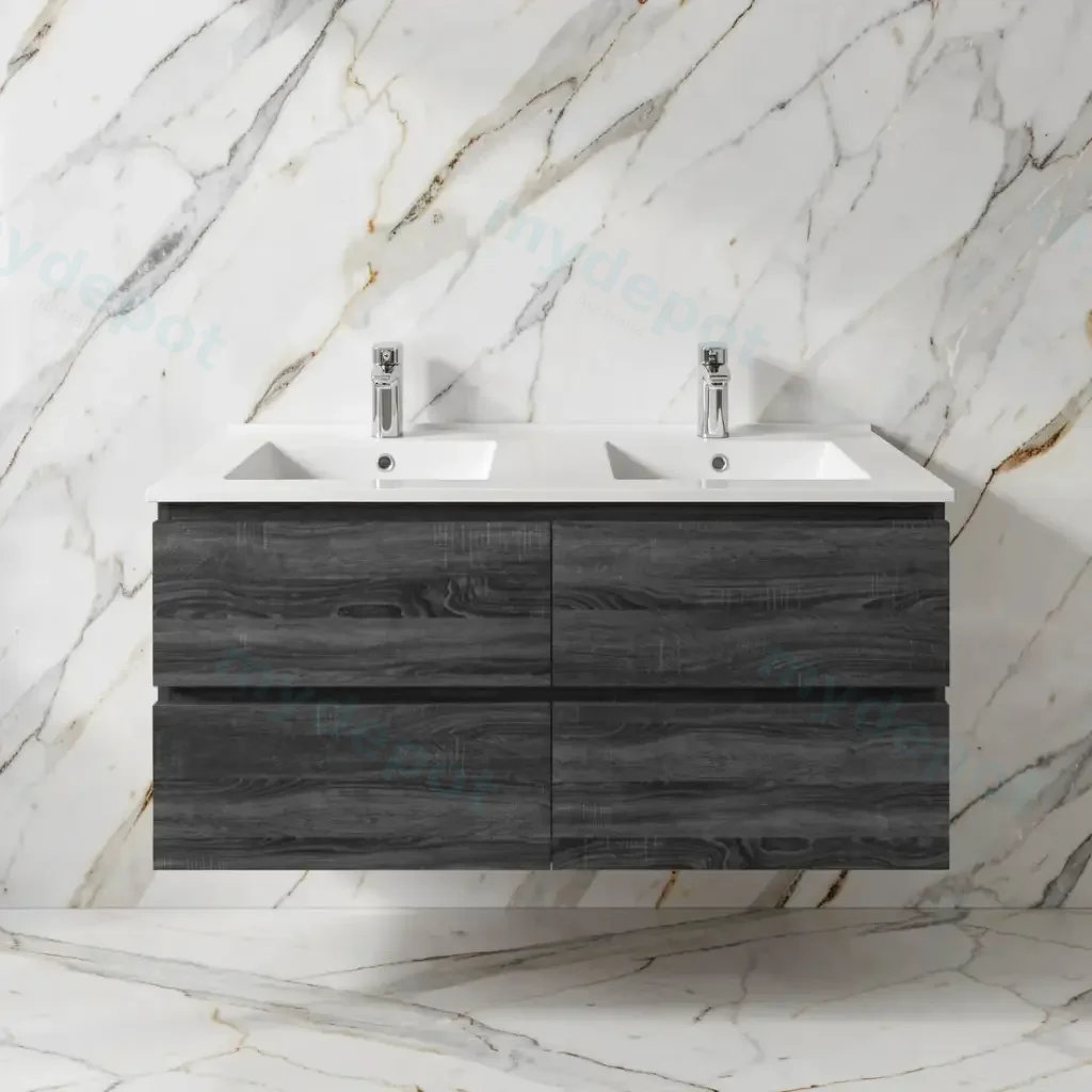 [93022/Q1246DG-D] 1200mm Dark Grey MDF 4 Drawers Wall Hung Bathroom Vanity Cabinet Only