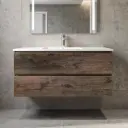 1200mm Dark Oak MDF 2 Drawers Wall Hung Bathroom Vanity Cabinet Only