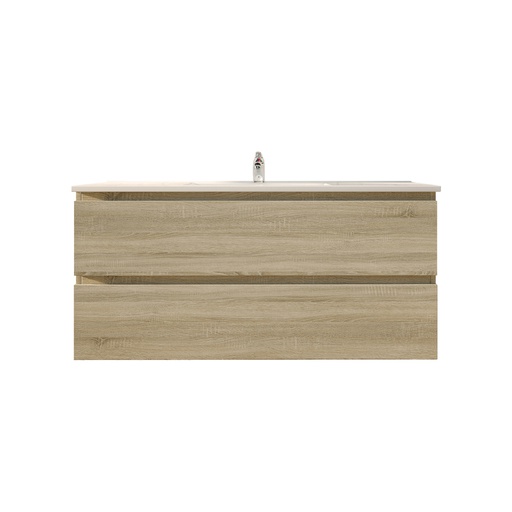 [93017/Q1246WO] 1200Lx550Hx450Dmm White Oak MDF Board with PVC Vacuum Filmed 2/DW Wall Hung Vanity