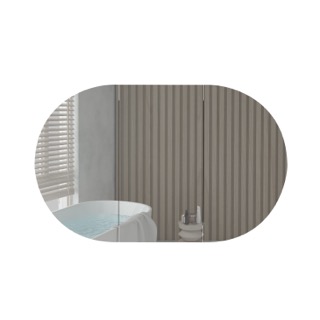 1200Lx750Hx146Dmm Oval Matte White 2PAC MDF 3/DR Shaving Cabinet