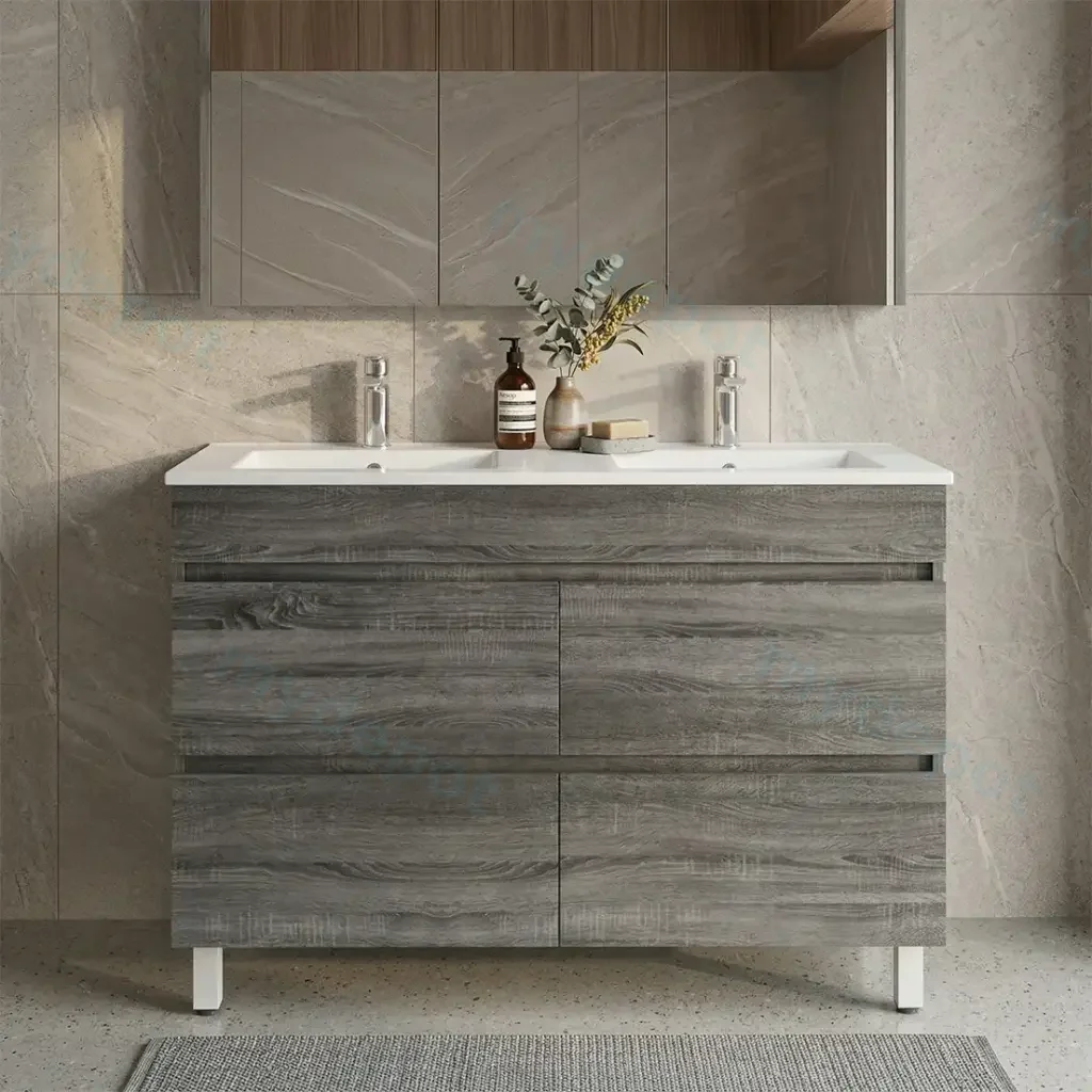 [93050/DG1246L-D] 1200mm Dark Grey MDF 4 Drawers Freestanding Bathroom Vanity Cabinet Only