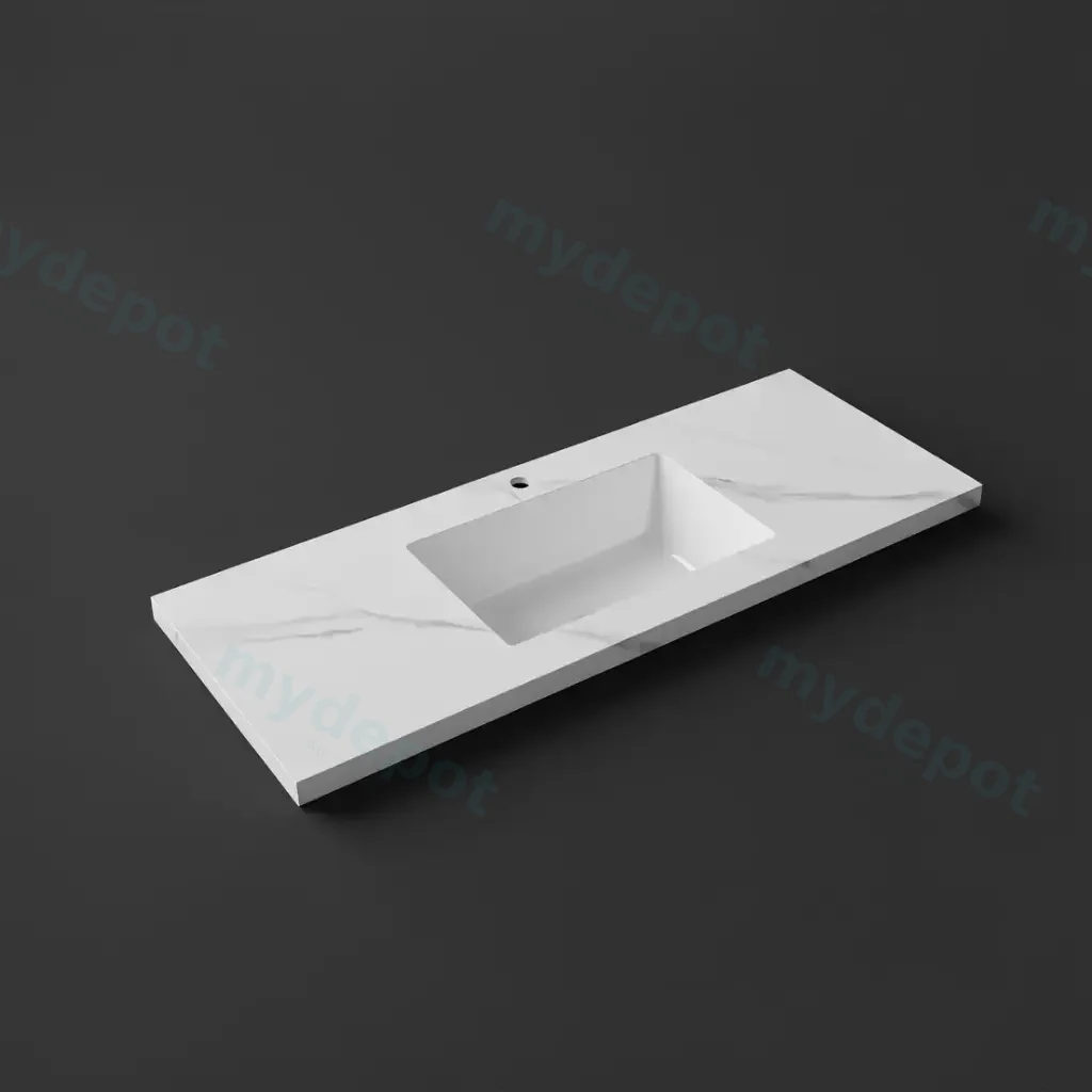 1200x460x190mm Carrara White Sintered Stone Seamlessjoined With Fine Ceramic Basin
