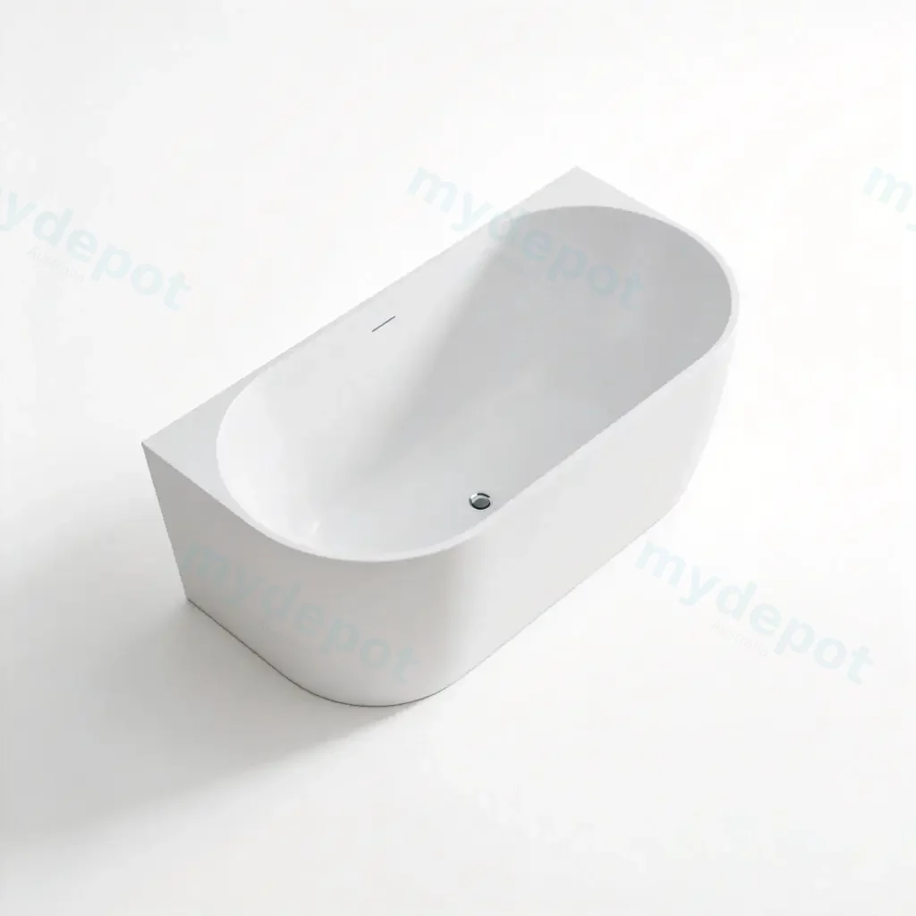 [55605] 1400X730X600mm Matte White Dover Back To Wall Free Standing Bath Overflow 40mm Waste And Pipe Supplied