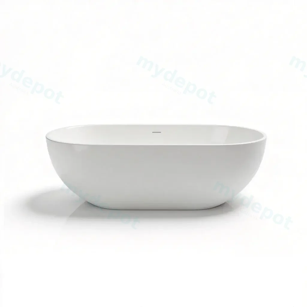 [55570] 1400X750X550mm Matt White Kirra Solid Surface Stone Bath Integrated Overflow,40mm Waste And Pipe Included