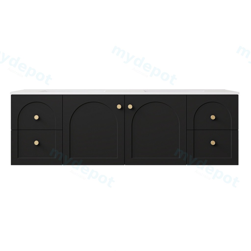 [56810] 1490*455*470mm Matte Black Chester Federation Wall Hung PVC Cabinet
