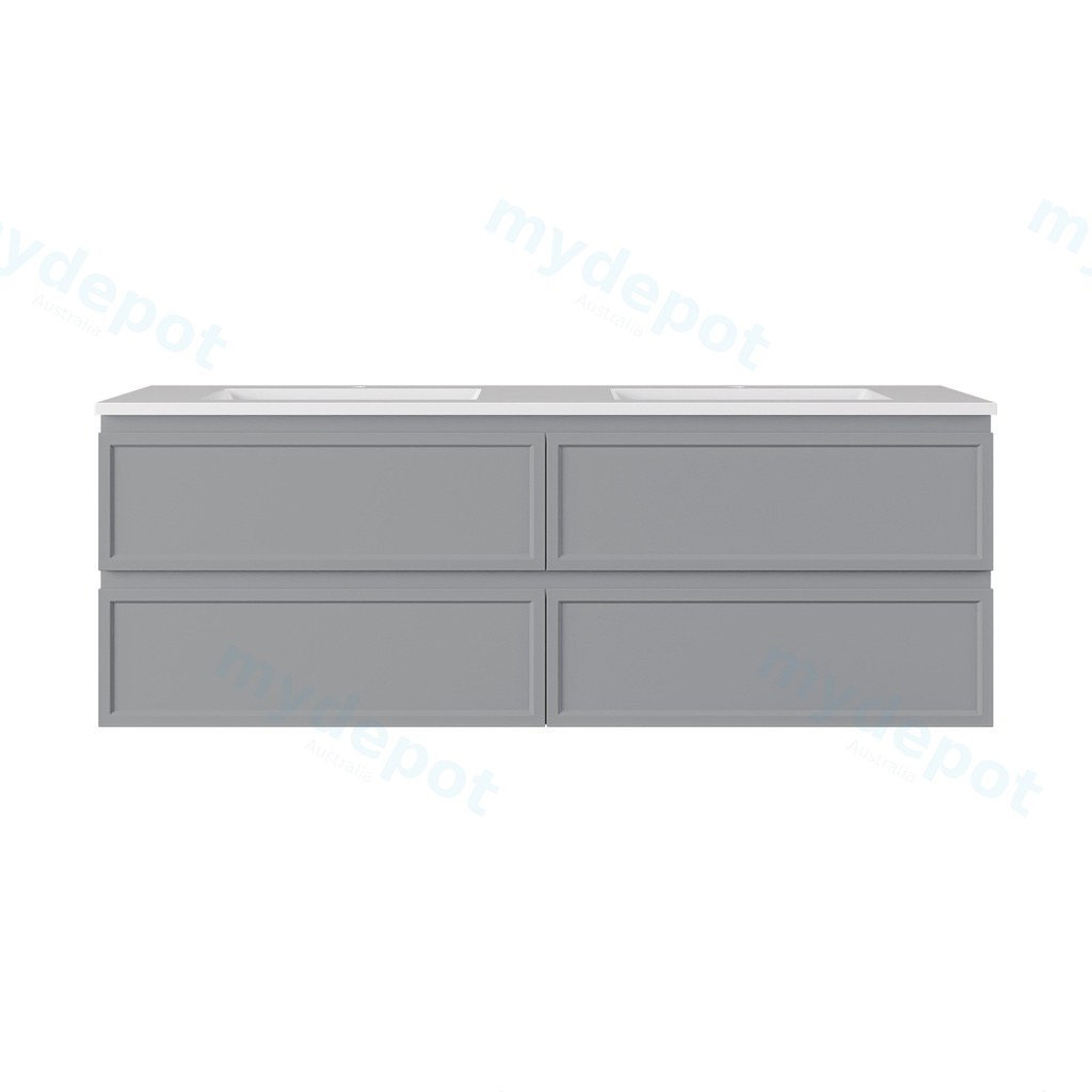 [56841] 1490*455*500mm Matte Grey New Hamilton Federation Slim Wall Hung Cabinet For Single Bowl And Double Bowl